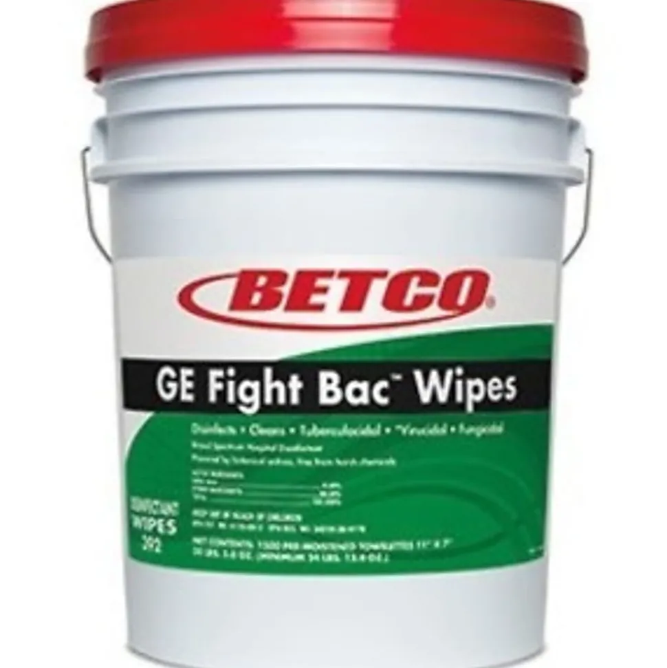 Betco® Big Bucket GE Fight Bac Wipes, Fresh Scent, 7" x 11", Bucket Of 1,500 Wipes