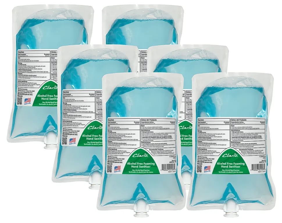 Betco® Clario® Alcohol-Free Foaming Hand Sanitizer, 33.8 oz (1000 mL), Case Of 6