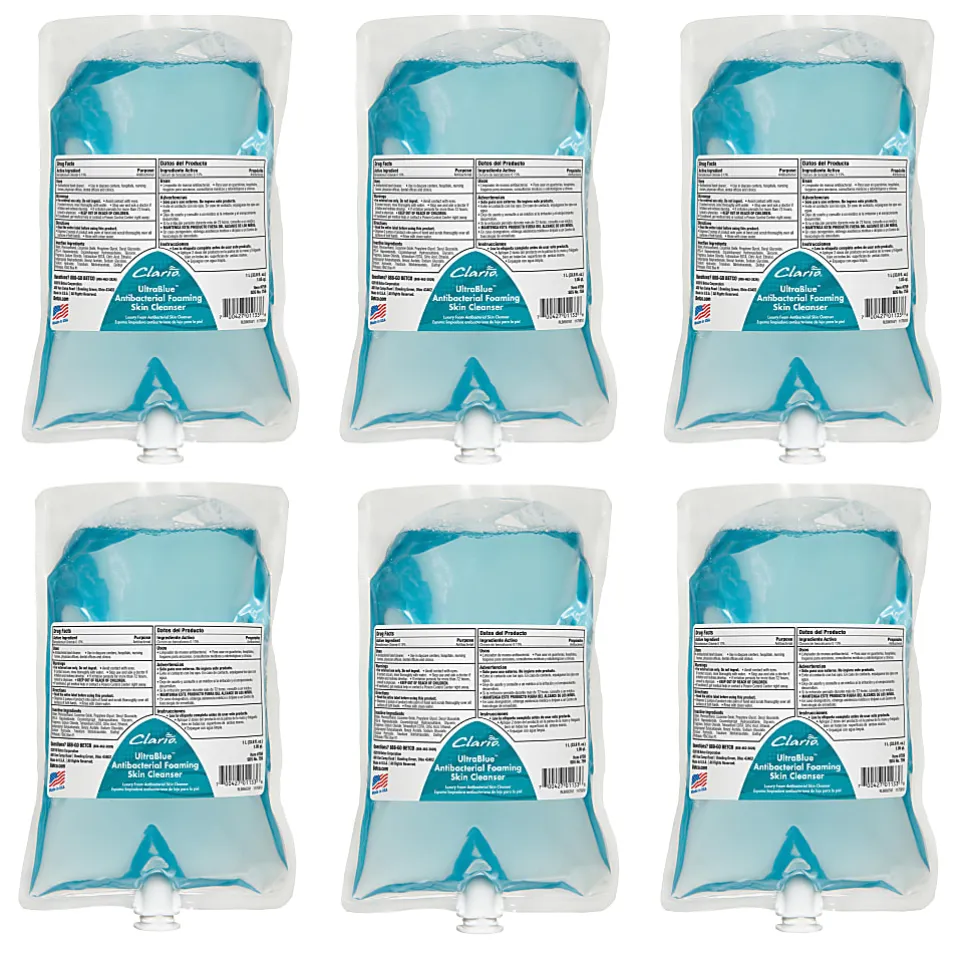Betco® Clario® Ultrablue™ Antibacterial Foaming Skin Cleanser, Clean Ocean Scent, 1,000 mL, Case Of 6