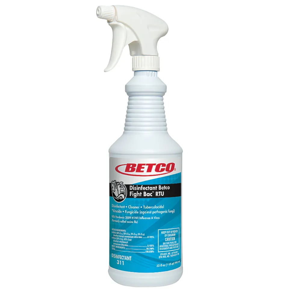 Betco® Fight-Bac RTU Disinfectant Spray, Pleasant Scent, 32 Oz Bottle, Case Of 12