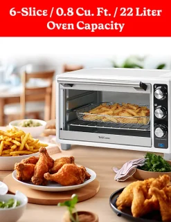 Betty Crocker Air Fryer Convection Toaster Oven, White