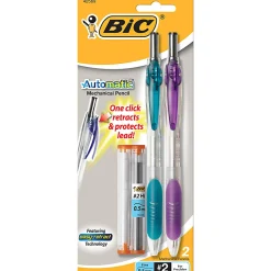 BIC® Automatic Mechanical Pencils, 0.5 mm #2 Lead, Clear, Pack Of 2