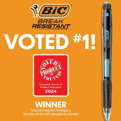 BIC Break-Resistant Mechanical Pencils With Erasers, No. 2 Medium Point, 0.7 mm, Assorted Accent Colors, Pack Of 2 Pencils