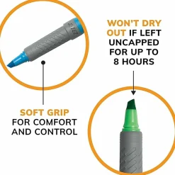 BIC Brite Liner Grip Highlighters, Pocket Style, Chisel Tip, Assorted Colors, Pack Of 5