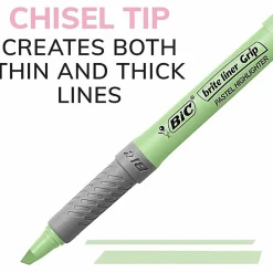 BIC Brite Liner Grip Highlighters, Assorted, 12 Pack - 1.6 mm Marker Point Size - Chisel Marker Point Style - GBLD11AST