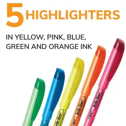 BIC Brite Liner Highlighters Pocket Style, Chisel Point, Assorted, 5-Pack