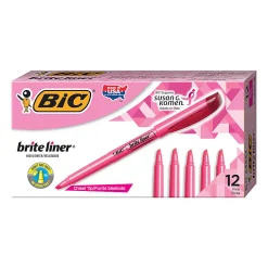 BIC® Brite Liner® Highlighters, Chisel Tip, Pink Box Of 12