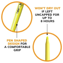 BIC Brite Liner Highlighters, Chisel Point, Yellow, Box Of 24