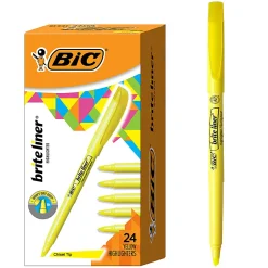 BIC Brite Liner Highlighters, Chisel Point, Yellow, Box Of 24