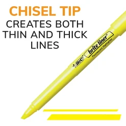 BIC Brite Liner Highlighters, Chisel Point, Yellow, Box Of 24