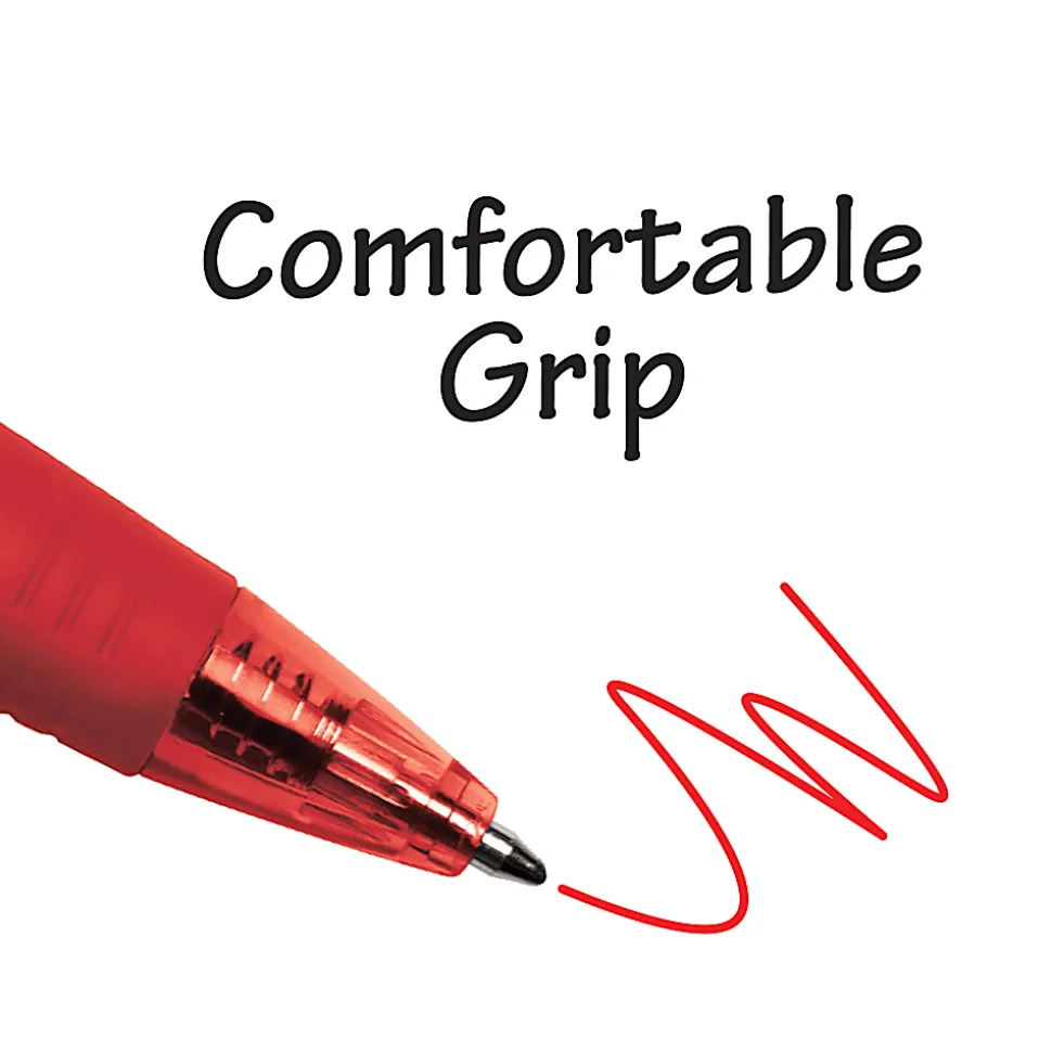 BIC BU3 Grip Retractable Ball Pens, Medium Point, 1.0 mm, Clear Barrel, Assorted Ink Colors, Pack Of 18 Pens