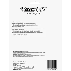BIC BU3 Grip Retractable Ball Pens, Medium Point, 1.0 mm, Clear Barrel, Assorted Ink Colors, Pack Of 18 Pens