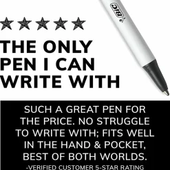 BIC Clic Stic Retractable Ballpoint Pens, Medium Point, 1.0 mm, White Barrel, Black Ink, Pack Of 24