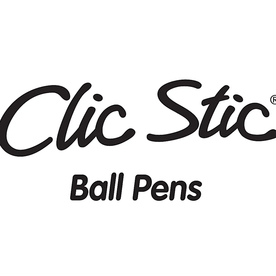 BIC Clic Stic Retractable Ballpoint Pens, Medium Point, 1.0 mm, White Barrel, Black Ink, Pack Of 24