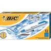BIC Clic Stic Retractable Ballpoint Pens, Medium Point, 1.0 mm, White Barrel, Blue Ink, Pack Of 12