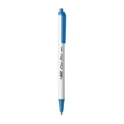BIC Clic Stic Retractable Ballpoint Pens, Medium Point, 1.0 mm, White Barrel, Blue Ink, Pack Of 12