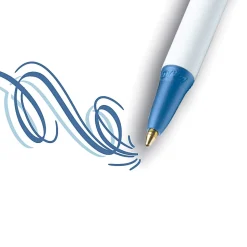 BIC Clic Stic Retractable Ballpoint Pens, Medium Point, 1.0 mm, White Barrel, Blue Ink, Pack Of 12