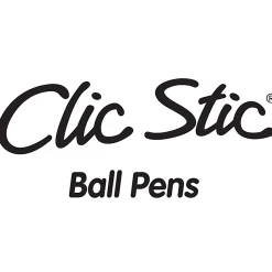 BIC Clic Stic Retractable Ballpoint Pens, Medium Point, 1.0 mm, White Barrel, Black Ink, Pack Of 12