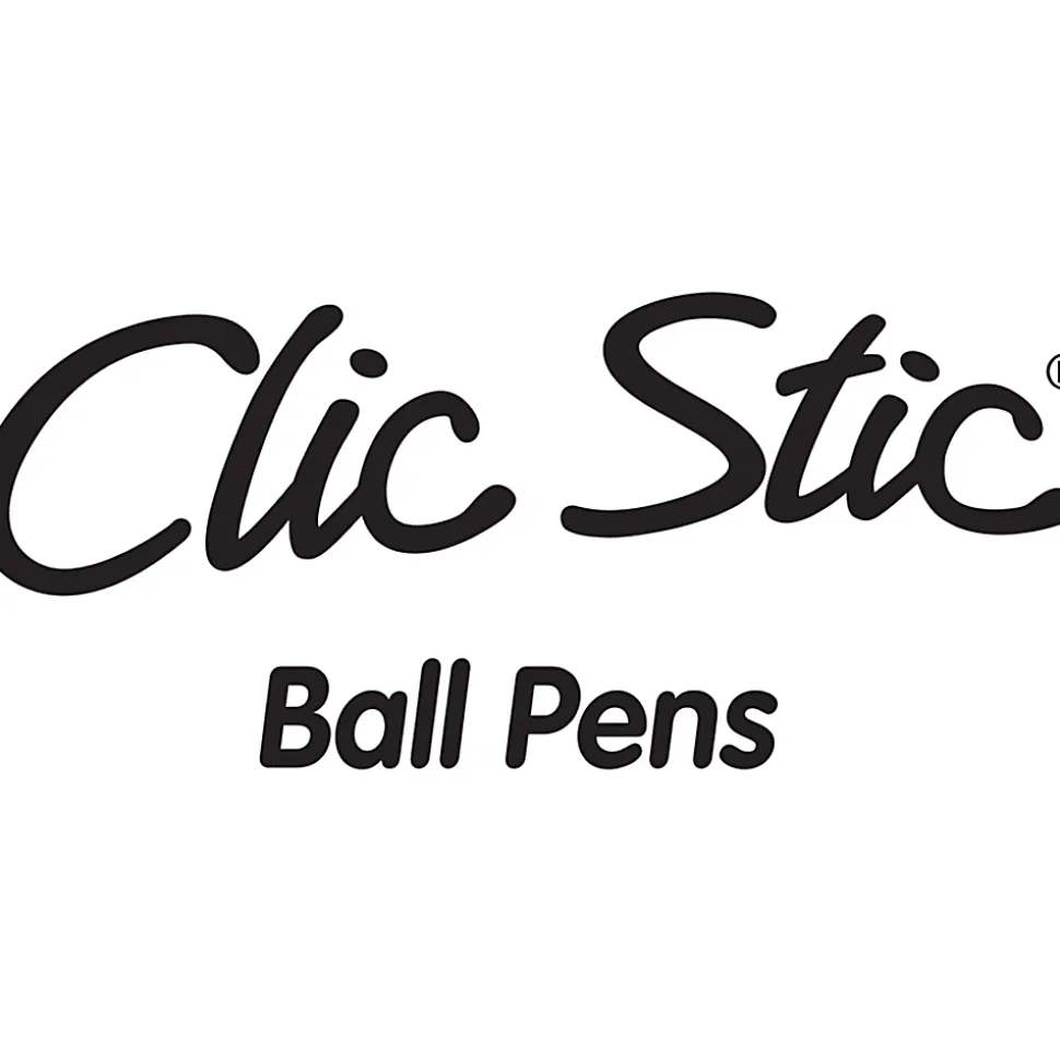 BIC Clic Stic Retractable Ballpoint Pens, Medium Point, 1.0 mm, White Barrel, Black Ink, Pack Of 12