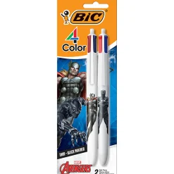BIC 4-Color Marvel's Avengers Retractable Ballpoint Pens, Thor And Black Panther Edition, Medium Point, 1.0 mm, White Barrel - MMXREAP2-AST