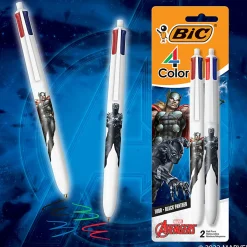BIC 4-Color Marvel's Avengers Retractable Ballpoint Pens, Thor And Black Panther Edition, Medium Point, 1.0 mm, White Barrel - MMXREAP2-AST