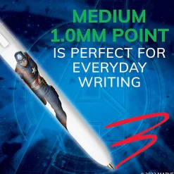 BIC 4-Color Marvel's Avengers Retractable Ballpoint Pens, Captain America And Iron Man Edition, Medium Point, 1.0 mm, White Barrel - MMXRABP2-AST