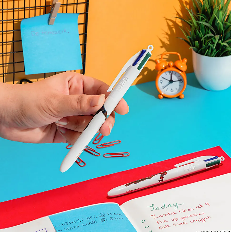 BIC 4-Color Marvel's Avengers Retractable Ballpoint Pens, Captain America And Iron Man Edition, Medium Point, 1.0 mm, White Barrel - MMXRABP2-AST