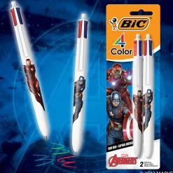 BIC 4-Color Marvel's Avengers Retractable Ballpoint Pens, Captain America And Iron Man Edition, Medium Point, 1.0 mm, White Barrel - MMXRABP2-AST