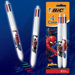 BIC 4-Color Marvel's Spider-Man Retractable Ballpoint Pens, Miles Morales Edition, Medium Point, 1.0 mm, White Barrel - MMXRSP2-AST