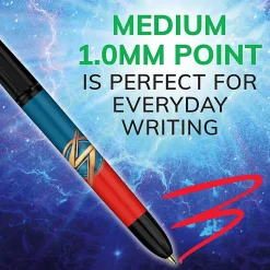 BIC 4 Color Marvel Studios' The Marvels Edition Retractable Ballpoint Pens, Medium Point, 1.0 mm, Black Barrels, Assorted Ink Colors, Pack Of 4 Pens