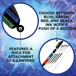 BIC 4 Color Marvel Studios' The Marvels Edition Retractable Ballpoint Pens, Medium Point, 1.0 mm, Black Barrels, Assorted Ink Colors, Pack Of 4 Pens