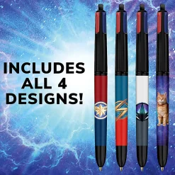 BIC 4 Color Marvel Studios' The Marvels Edition Retractable Ballpoint Pens, Medium Point, 1.0 mm, Black Barrels, Assorted Ink Colors, Pack Of 4 Pens
