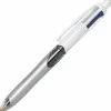 BIC® 4-Color Pen/Pencil, #2HB Pencil Lead, 0.7 mm Medium Point, White/Gray/Black Barrel, Black/Blue/Red Ink