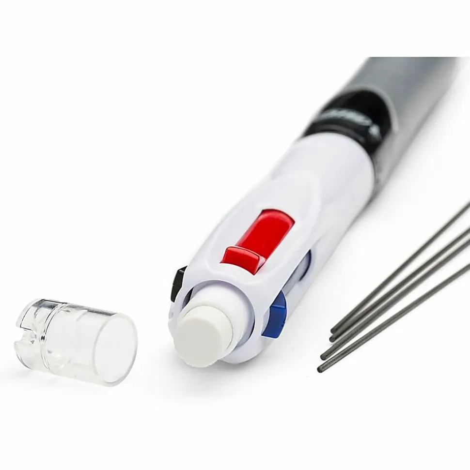 BIC® 4-Color Pen/Pencil, #2HB Pencil Lead, 0.7 mm Medium Point, White/Gray/Black Barrel, Black/Blue/Red Ink