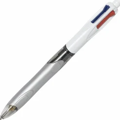 BIC® 4-Color Pen/Pencil, #2HB Pencil Lead, 0.7 mm Medium Point, White/Gray/Black Barrel, Black/Blue/Red Ink