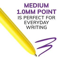 BIC 4-Color Retractable Ballpoint Pens, Medium Point, 1.0 mm, Assorted Ink Colors, Pack Of 3 Pens