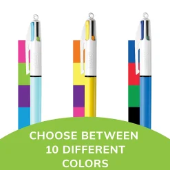 BIC 4-Color Retractable Ballpoint Pens, Medium Point, 1.0 mm, Assorted Ink Colors, Pack Of 3 Pens
