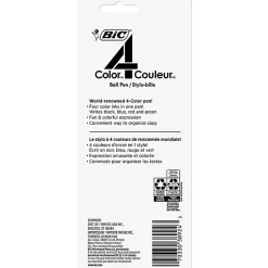 BIC 4-Color Retractable Ball Point Pen, Medium 1.0MM Point, Assorted Pastel Barrels, Assorted Ink Pack Of 3