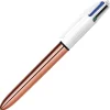 BIC 4-Color Shine Retractable Ballpoint Pens, Medium Point, 1.0 mm, Assorted Metallic Barrels, Assorted Ink Colors, Pack Of 3 Pens