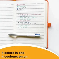 BIC 4-Color Shine Retractable Ballpoint Pens, Medium Point, 1.0 mm, Assorted Metallic Barrels, Assorted Ink Colors, Pack Of 3 Pens