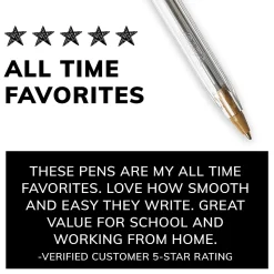 BIC Cristal Ballpoint Pens, Medium Point, 1.0 MM, Clear Barrel, Black Ink, Pack of 22