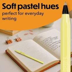 BIC Cristal Pastel Ballpoint Pens, Black Ink, Pastel Colored Barrels, Pens for Journaling, 8-Count Pack