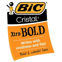 BIC Cristal Xtra Bold Ballpoint Pens, Bold Point, 1.6 mm, Translucent Barrel, Assorted Ink Colors, Pack Of 24 Pens
