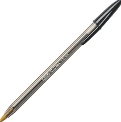 BIC® Cristal® Xtra Bold Stic Ballpoint Pens, 1.6 mm, Clear Black Barrel, Black Ink, Pack Of 24 Pens