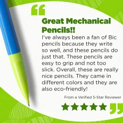 BIC® Ecolutions #2 Mechanical Pencils, 0.7 mm, Medium Point, 65% Recycled, Assorted Barrel, Pack of 12 Pencils
