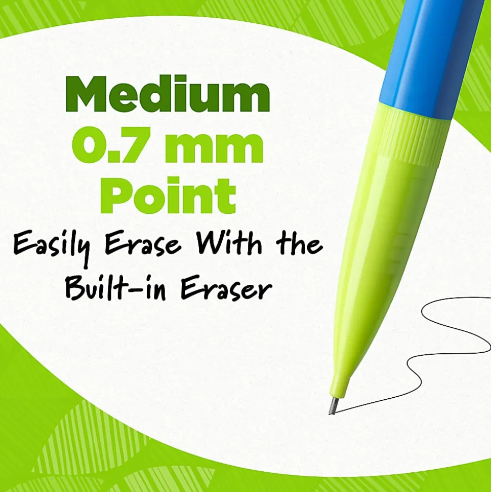 BIC® Ecolutions #2 Mechanical Pencils, 0.7 mm, Medium Point, 65% Recycled, Assorted Barrel, Pack of 12 Pencils