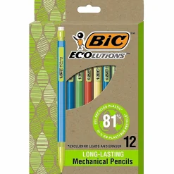 BIC® Ecolutions #2 Mechanical Pencils, 0.7 mm, Medium Point, 65% Recycled, Assorted Barrel, Pack of 12 Pencils