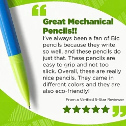 BIC® Ecolutions #2 Mechanical Pencils, 0.7 mm, Medium Point, 65% Recycled, Assorted Barrel, Pack of 12 Pencils