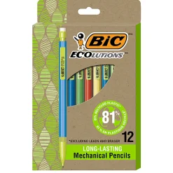 BIC® Ecolutions #2 Mechanical Pencils, 0.7 mm, Medium Point, 65% Recycled, Assorted Barrel, Pack of 12 Pencils