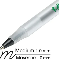 BIC Ecolutions Round Stic Ball Pens, Medium Point, 1.0 mm, 74% Recycled, Translucent Barrel, Black Ink, Pack Of 50 Pens